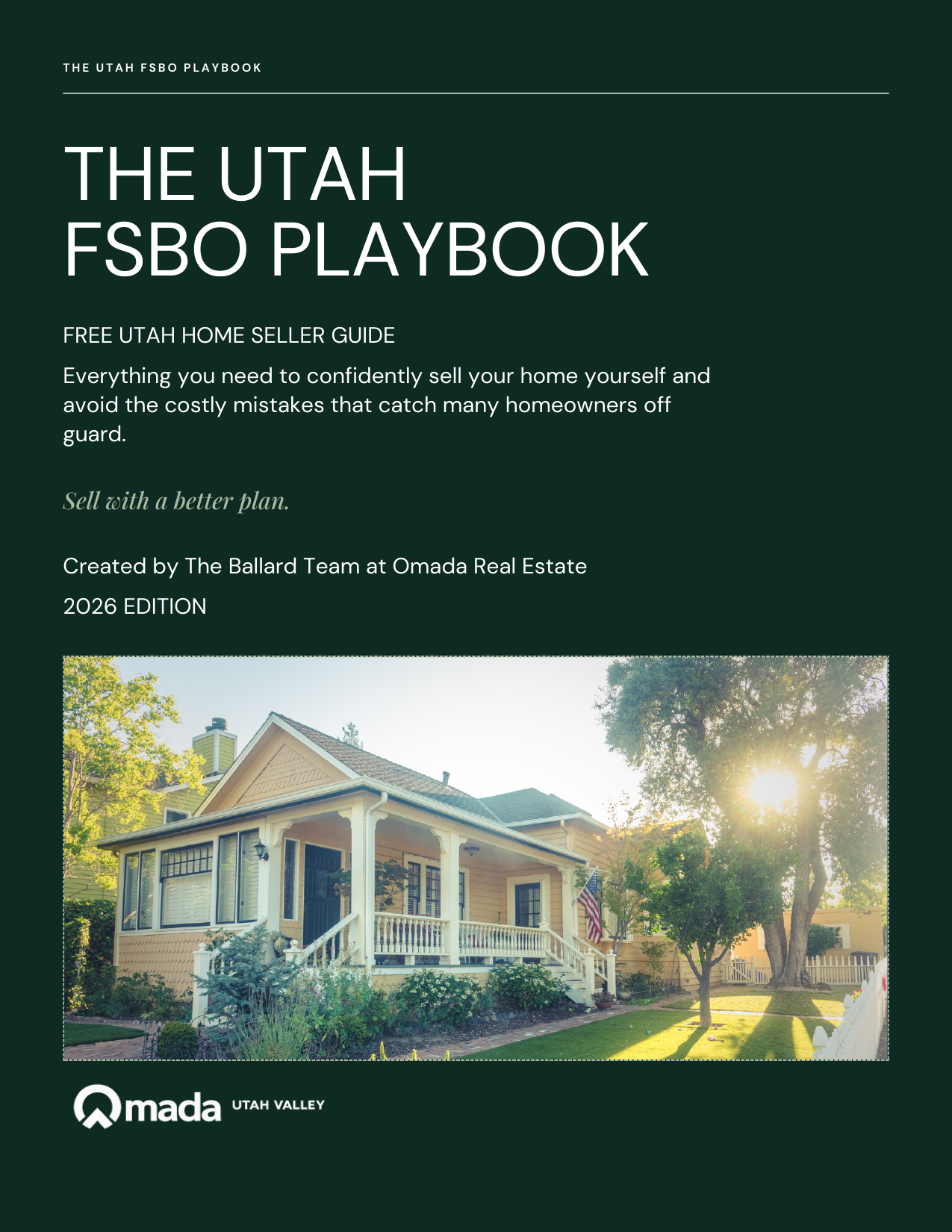 Cover of The Utah FSBO Playbook, a free Utah home seller guide from Omada Real Estate